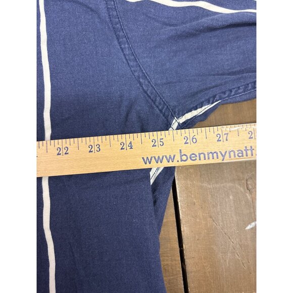 Tommy Jeans Mens XL Striped Long-Sleeve Button-Up Shirt Navy Blue & White 100% C - Picture 9 of 9